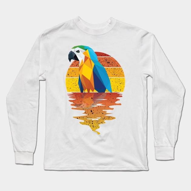 Vintage cute bird reflected on lights of moon Long Sleeve T-Shirt by mutarek